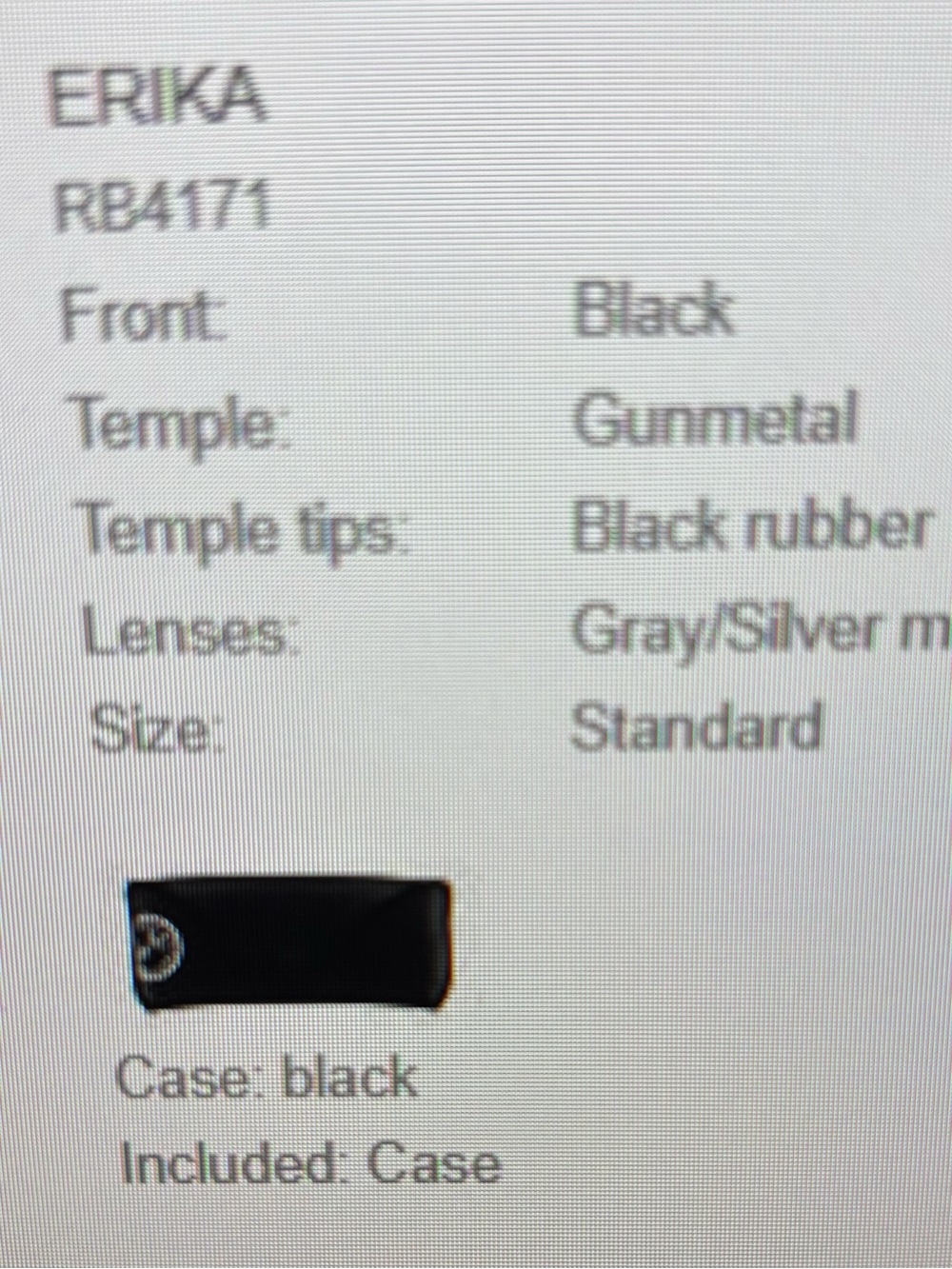 Ray-Ban Erika Black Sunglasses with Black Case - Picture 4 of 4